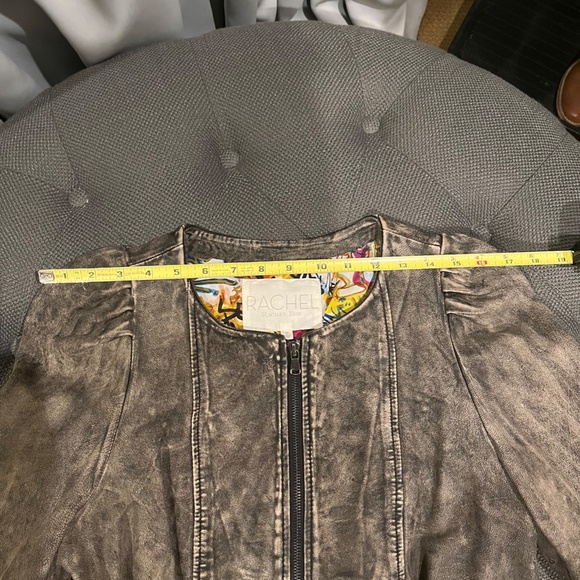 Rachel Roy Leather Jacket Size Medium Taupe/Brown - Picture 6 of 8